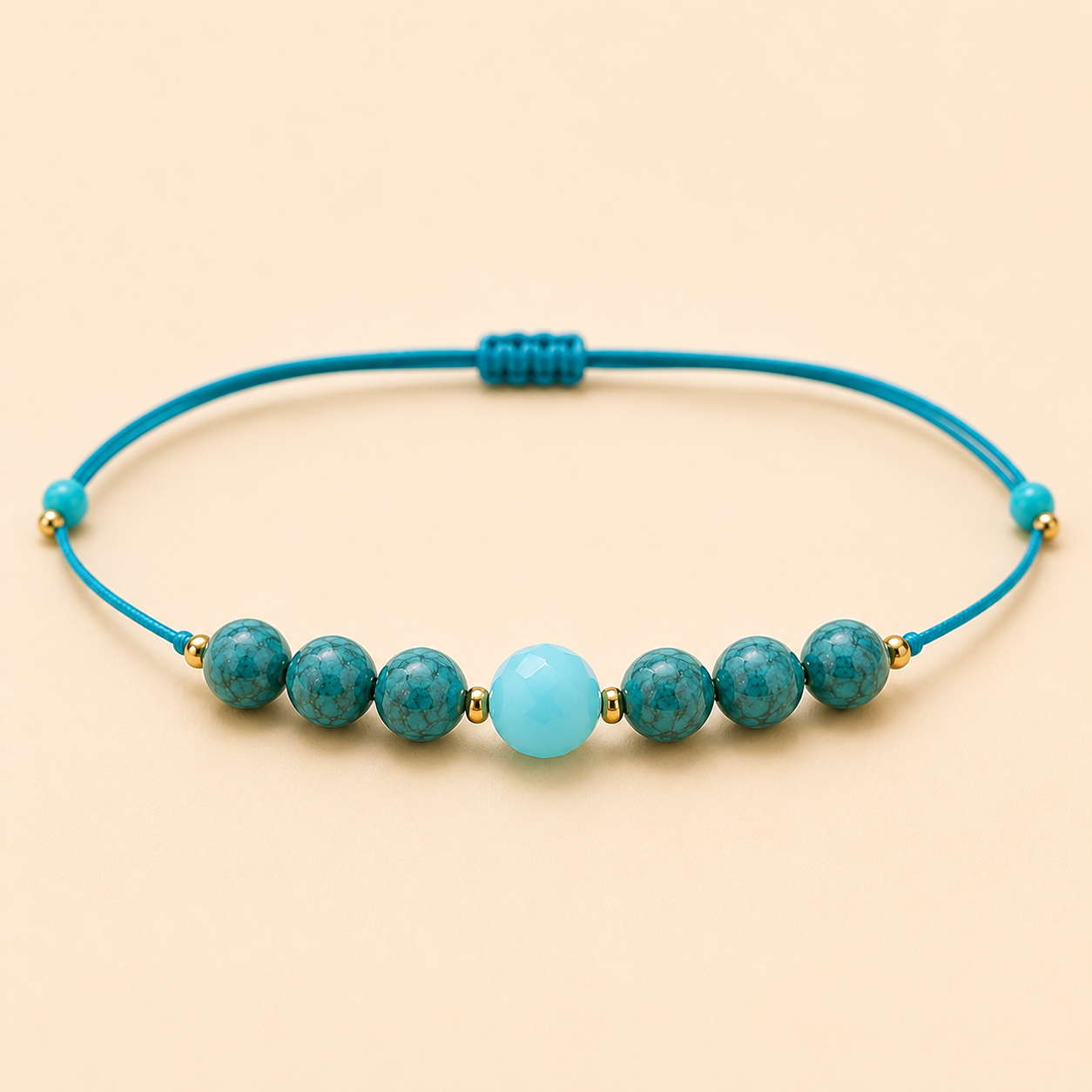 Diivine Turquoise Aura Healing Rakhi Bracelet – Natural Stone Beaded Rakhi for Protection & Positivity