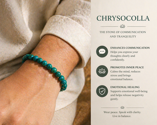 Diivine Chrysocolla Bracelet for Emotional Healing, Calmness & Positive Energy