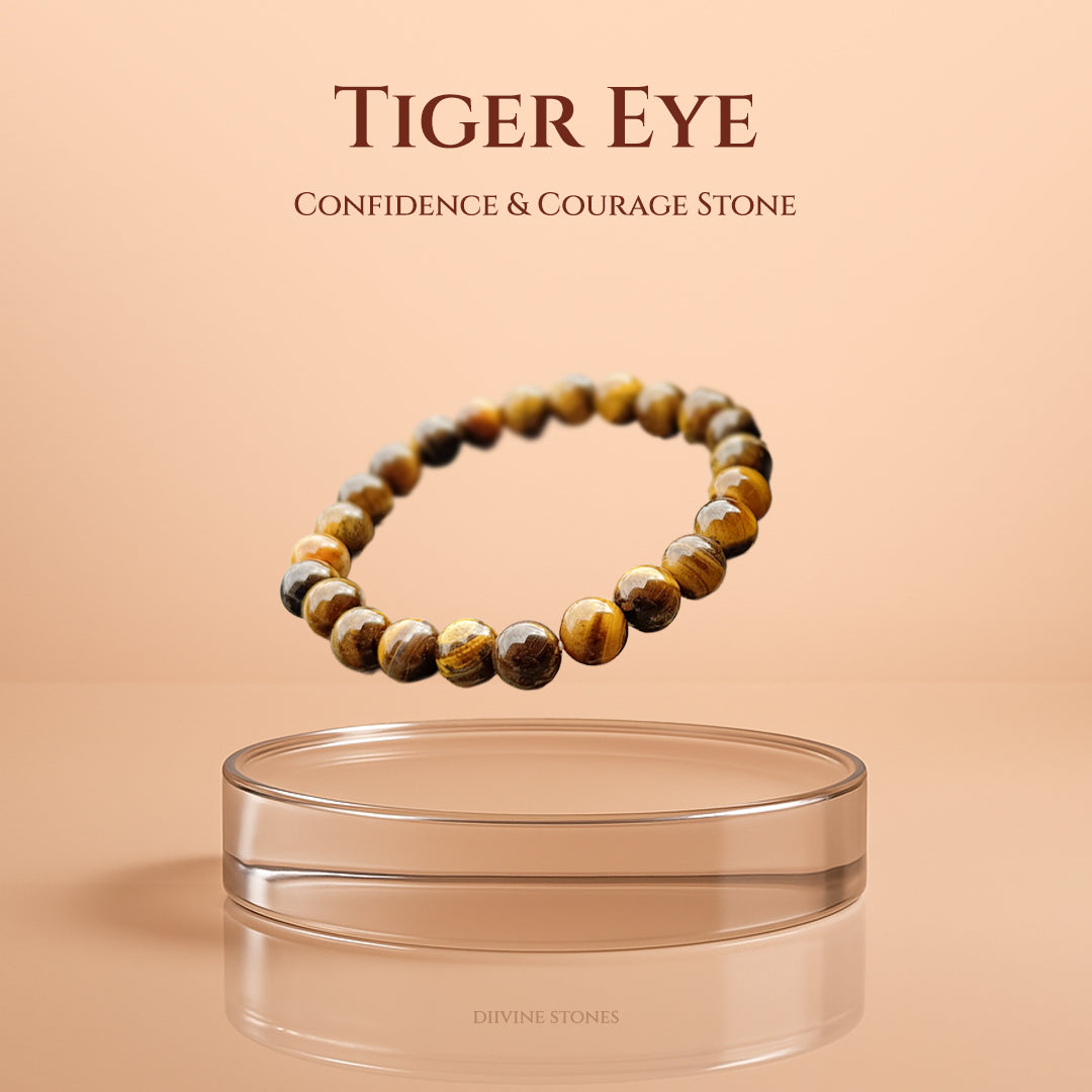 Diivine Tiger Eye Bracelet for Confidence, Protection & Success