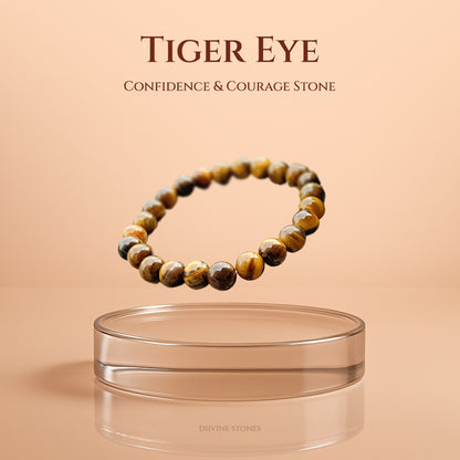 Diivine Tiger Eye Bracelet for Confidence, Protection & Success