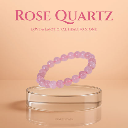 Diivine Rose Quartz Bracelet for Love, Emotional Healing & Inner Harmony