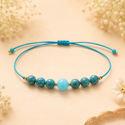 Diivine Turquoise Aura Healing Rakhi Bracelet – Natural Stone Beaded Rakhi for Protection & Positivity