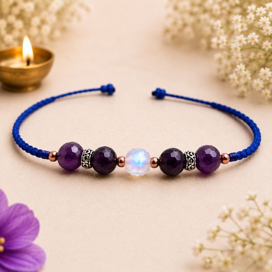 Diivine Crystal Rakhi - Moonstone with Amethyst