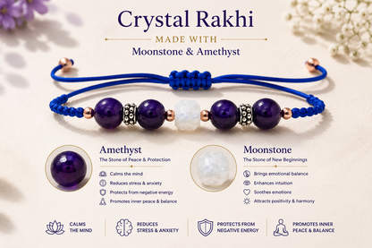 Diivine Crystal Rakhi - Moonstone with Amethyst