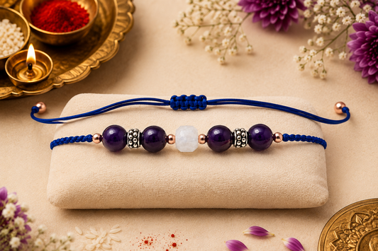 Diivine Crystal Rakhi - Moonstone with Amethyst