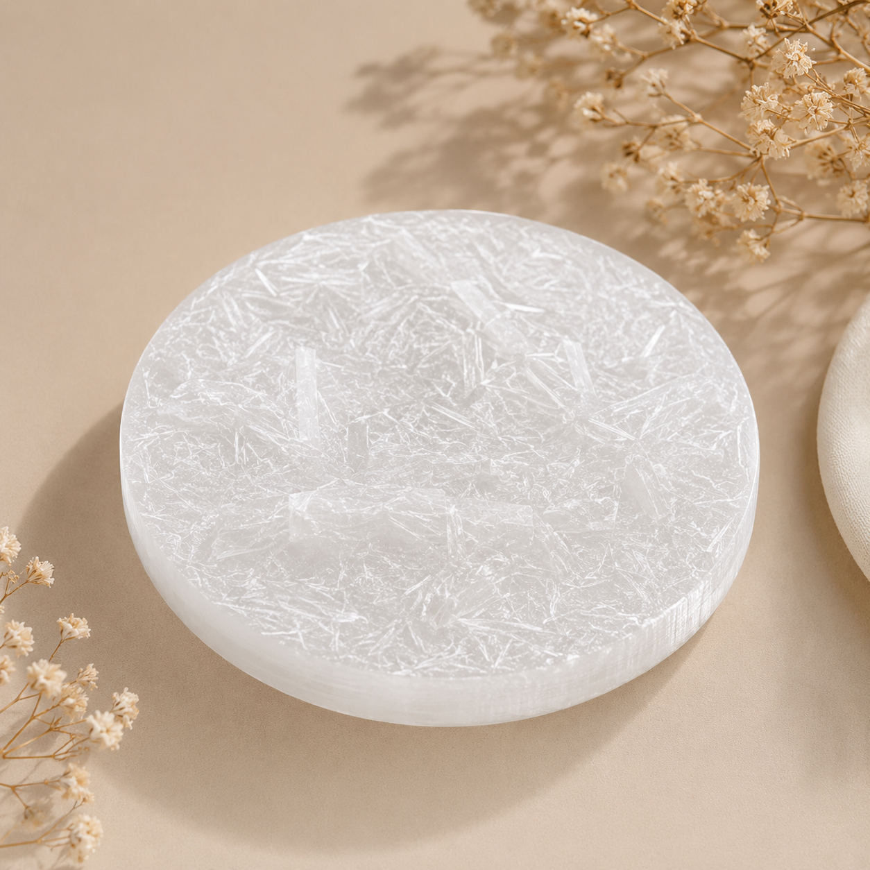 Natural Selenite Charging Plate for Crystal Cleansing & Recharging