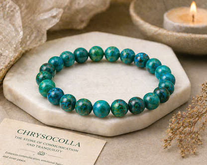 Diivine Chrysocolla Bracelet for Emotional Healing, Calmness & Positive Energy