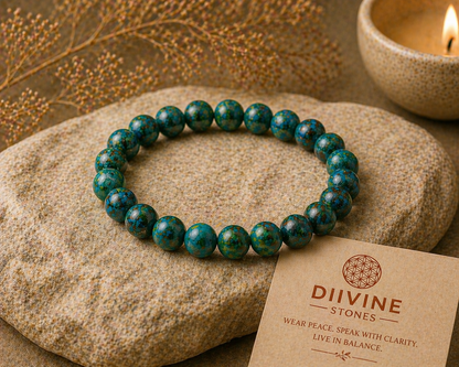 Diivine Chrysocolla Bracelet for Emotional Healing, Calmness & Positive Energy