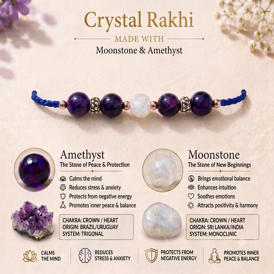 Diivine Crystal Rakhi - Moonstone with Amethyst