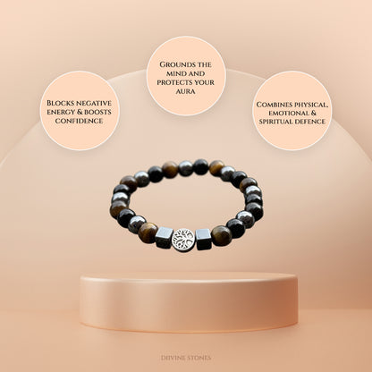 Diivine Triple Protection Stone – Tourmaline + Hematite + Tiger Eye