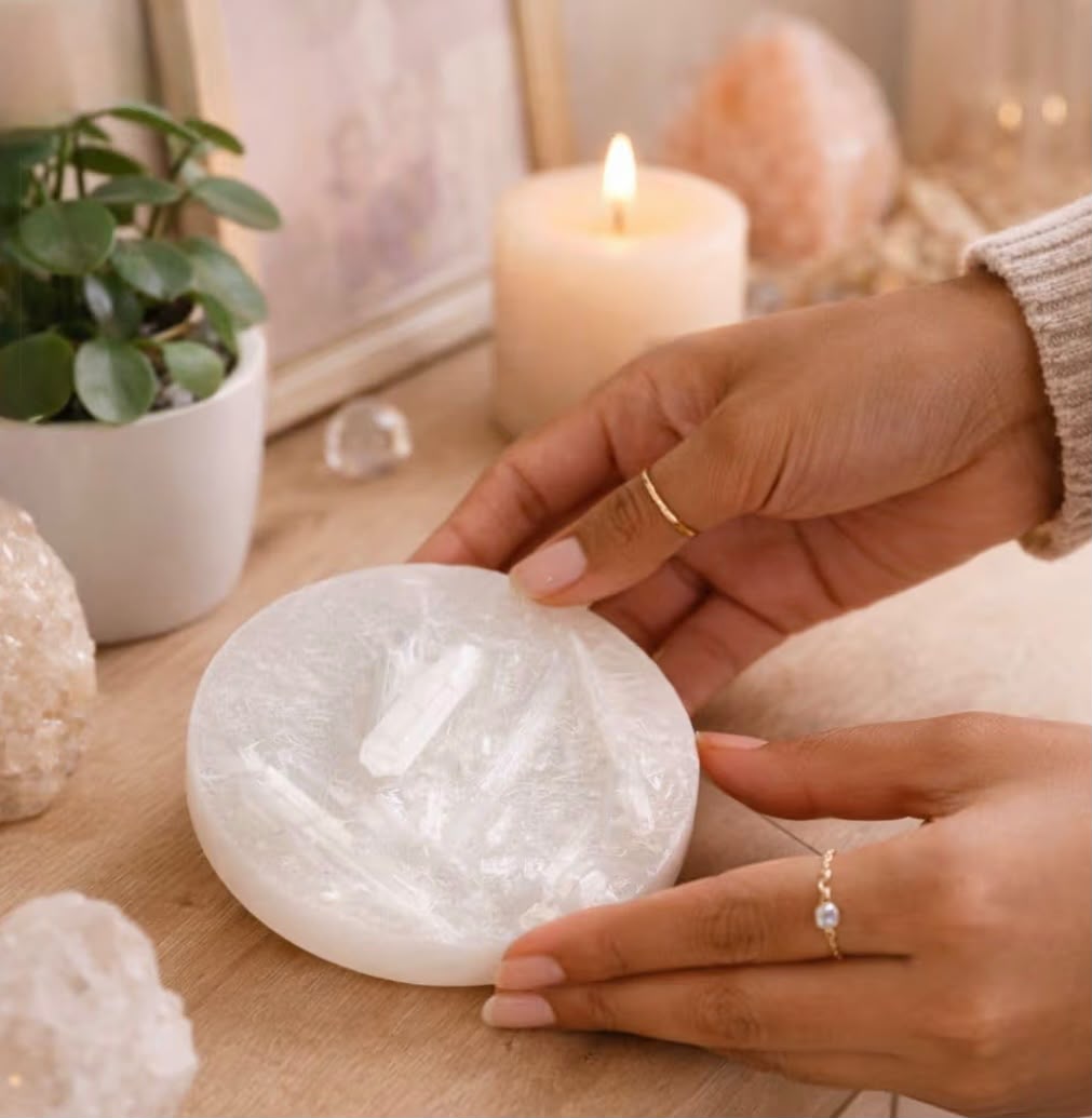 Natural Selenite Charging Plate for Crystal Cleansing & Recharging