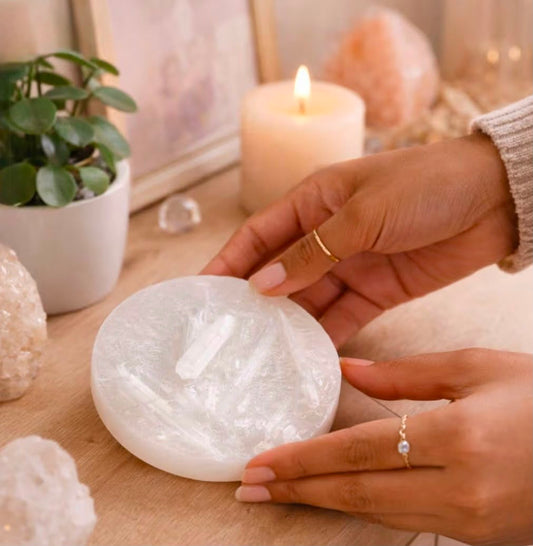 Natural Selenite Charging Plate for Crystal Cleansing & Recharging