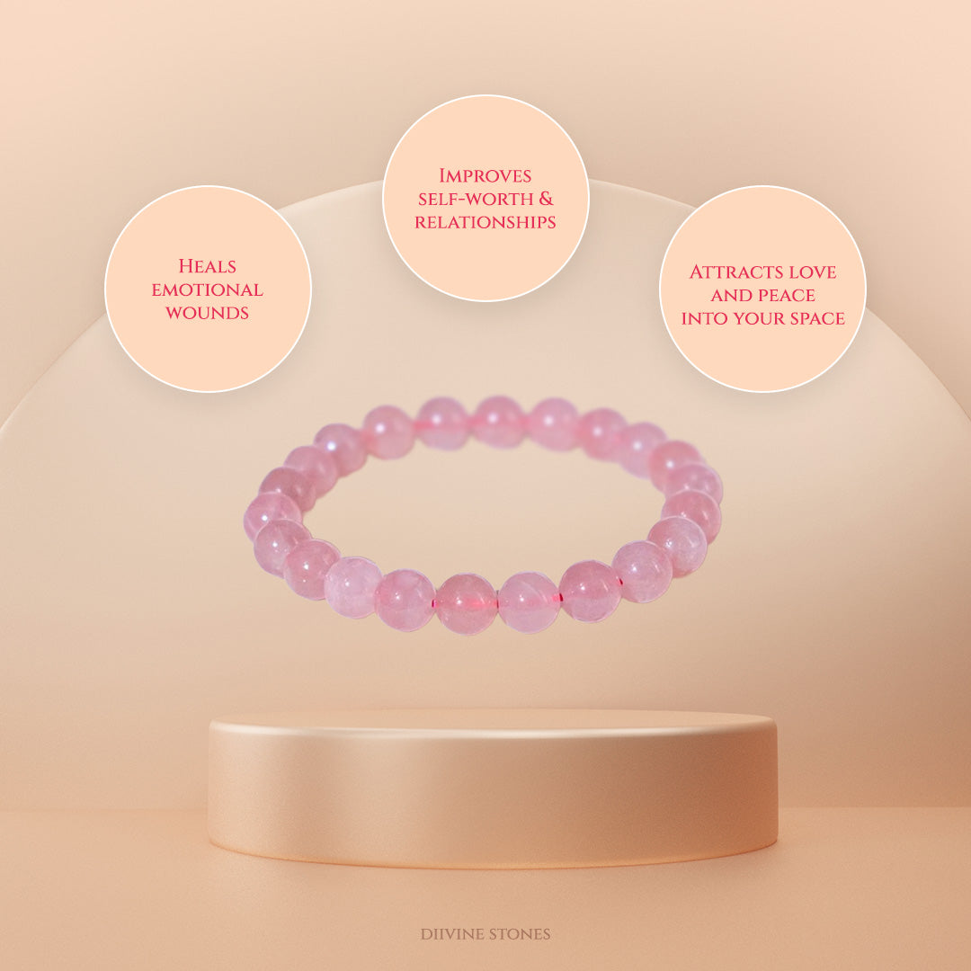 Diivine Rose Quartz Bracelet for Love, Emotional Healing & Inner Harmony