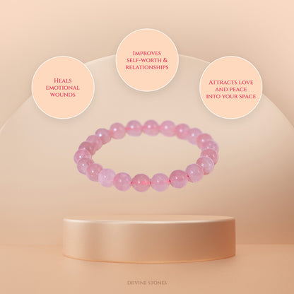 Diivine Rose Quartz Bracelet for Love, Emotional Healing & Inner Harmony