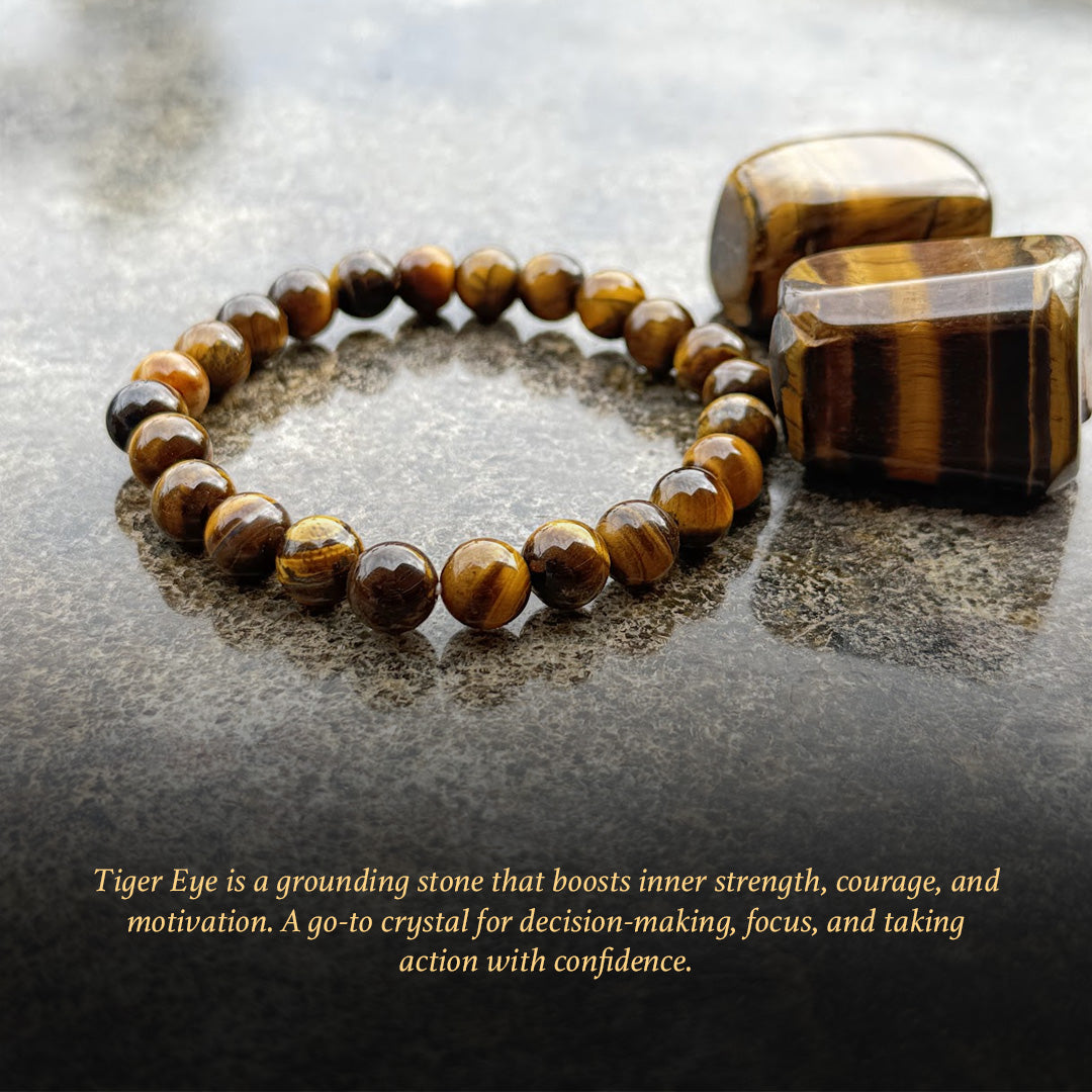Diivine Tiger Eye Bracelet for Confidence, Protection & Success