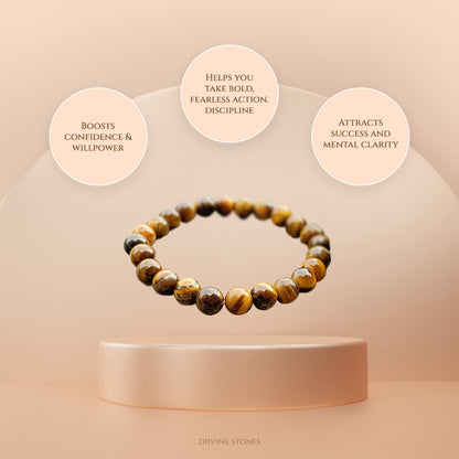 Diivine Tiger Eye Bracelet for Confidence, Protection & Success